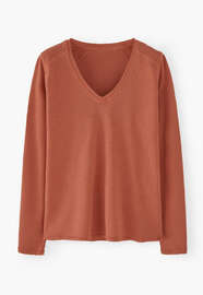 V-neck top, Terracotta red, webstill