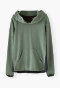 Panelled hoodie, Jade indigo, webstill