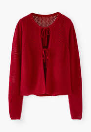 Tie-front cardigan, Scarlet, webstill