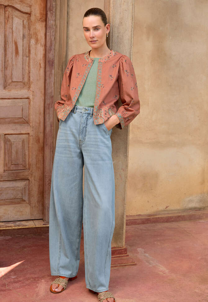 Reversible printed jacket, Orange coral, completeTheLook