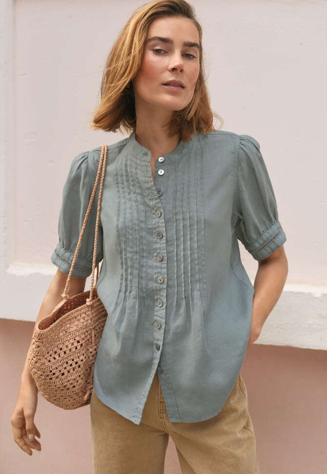 Short-sleeved shirt, Stone blue, completeTheLook