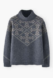 Jacquard sweater, Blue slate mink, webstill