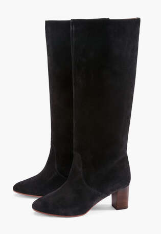 Heeled long boots, Black, webstill