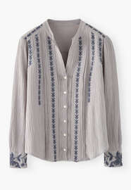 Embroidered blouse, Warm grey, webstill