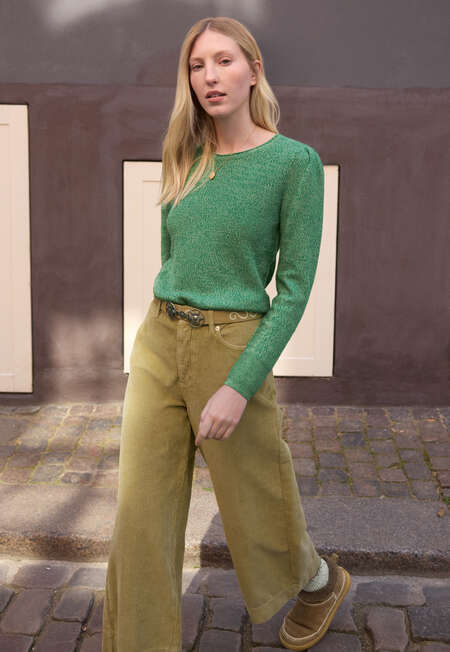 Wide-leg cord trousers, Olive, completeTheLook