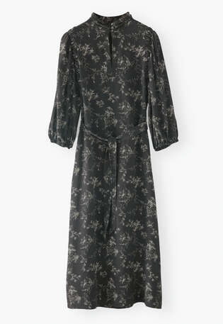 Printed dress, Grey khaki, webstill