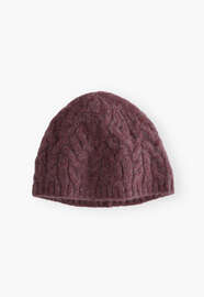 Cable-stitch hat, Aubergine, webstill