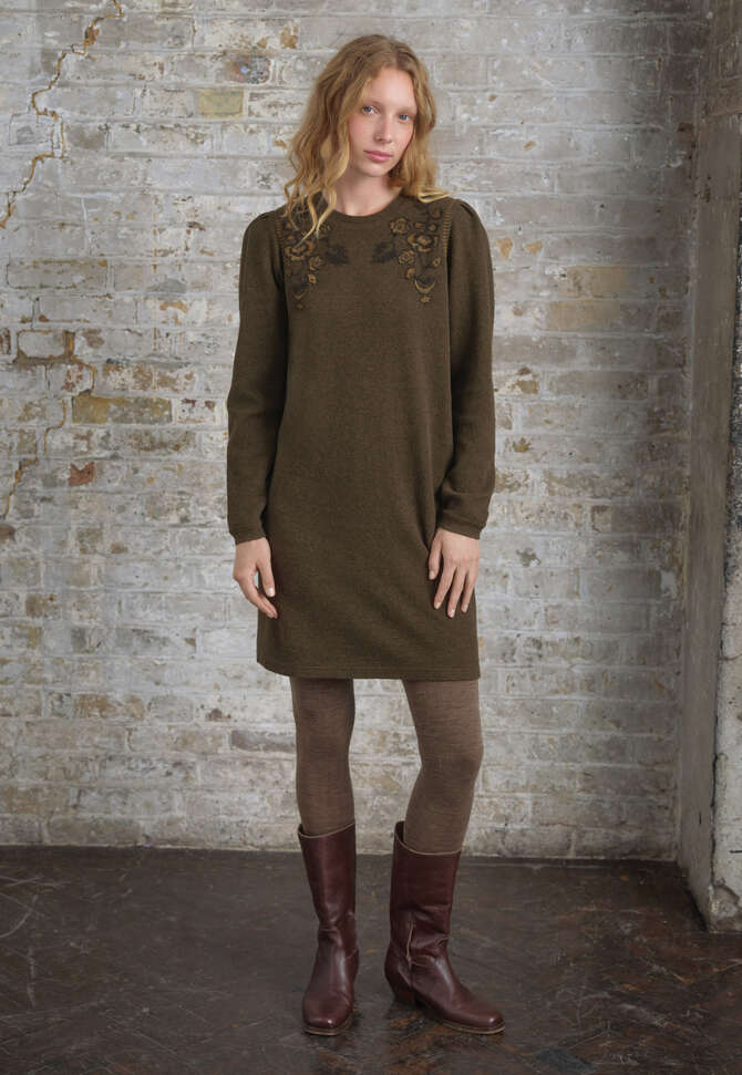 Embroidered jersey dress, Dark forest, completeTheLook