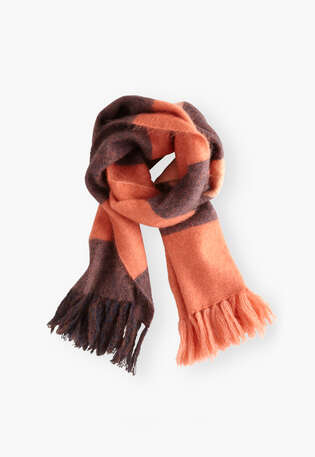 Mohair scarf, Coral indigo, webstill