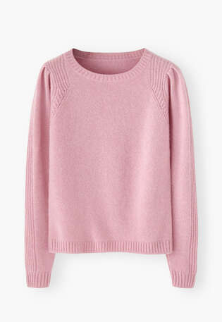 Puff-sleeve sweater, Rose pink, webstill