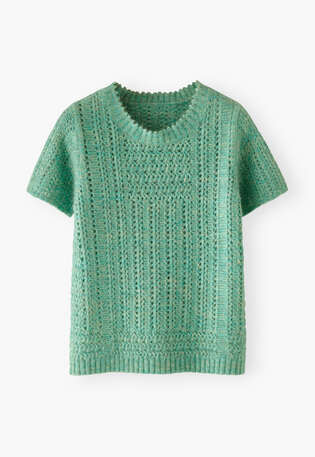 Knitted top, Seafoam teal, webstill