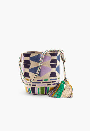 Woven large tote bag, Ecru multi, webstill