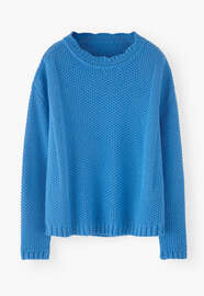 Moss-stitch sweater, Marine blue, webstill