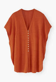 Pintuck kaftan cardigan, Flame orange, webstill