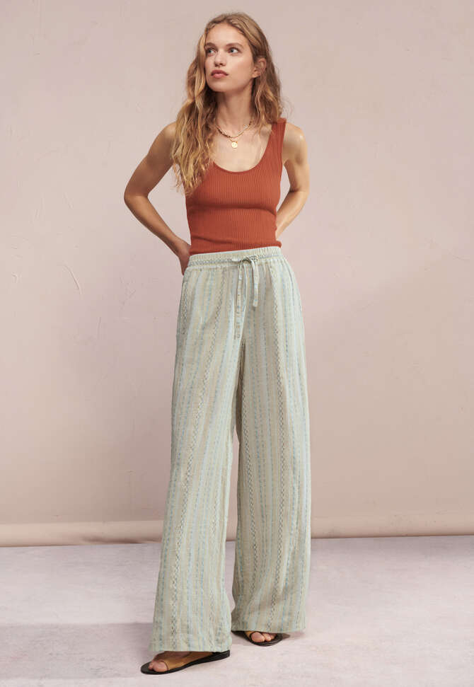 Textured striped trousers, Pebble, completeTheLook
