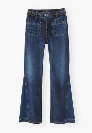 Mixed-wash flared jeans, Dark mid vintage, webstill