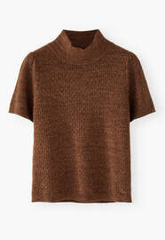 Pointelle-stitch sweater, Chocolate, webstill