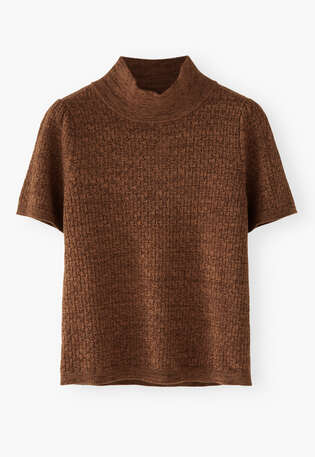 Pointelle-stitch sweater, Chocolate, webstill