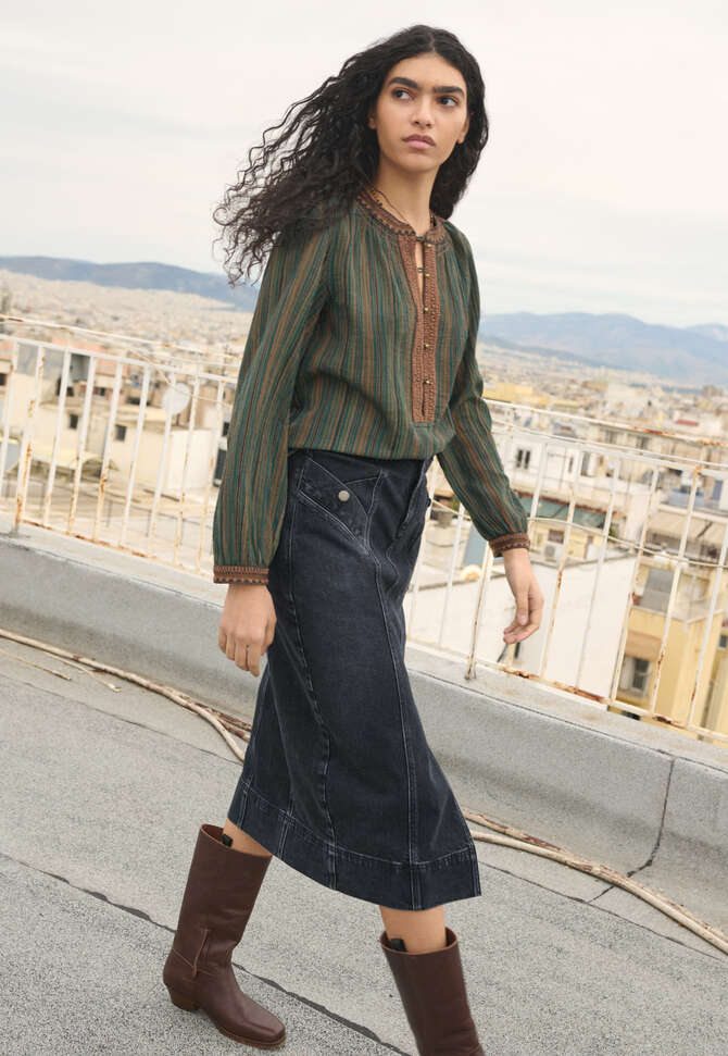 Denim skirt, Black, completeTheLook