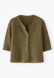 Short-sleeved cardigan, Dusty olive, webstill