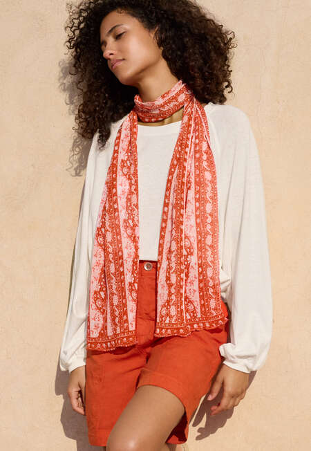 Printed scarf, Vermilion pink, completeTheLook
