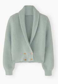 Shawl-collar cardigan, Duck egg, webstill