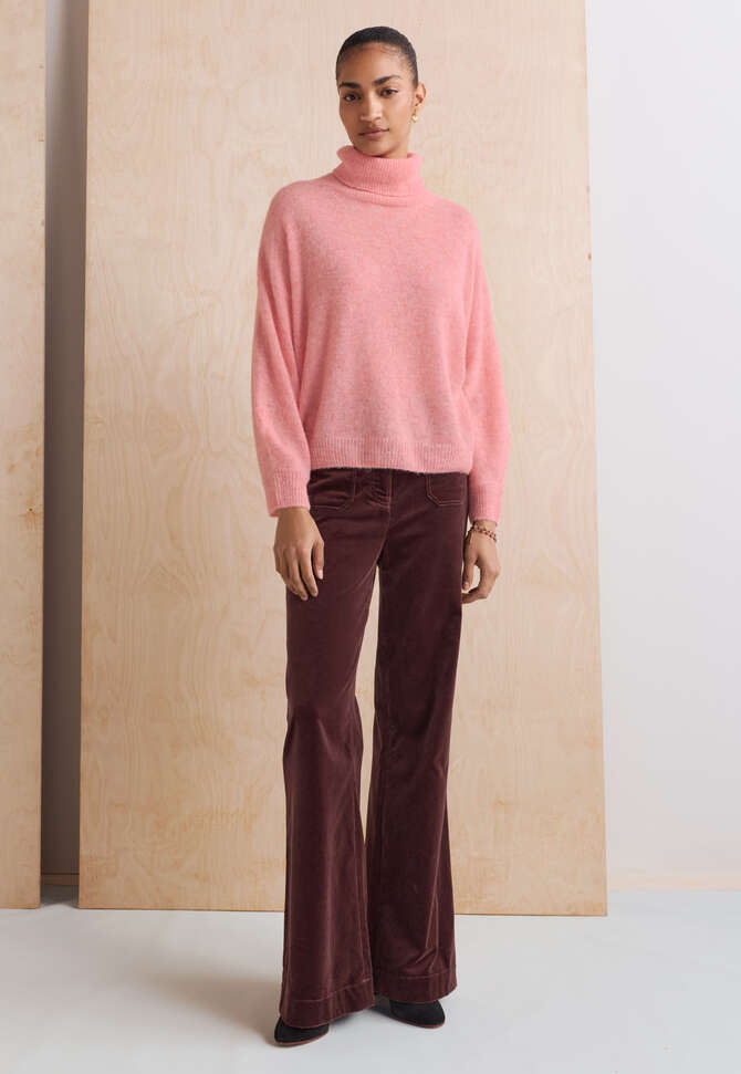 Roll-neck sweater, Rose pink, completeTheLook
