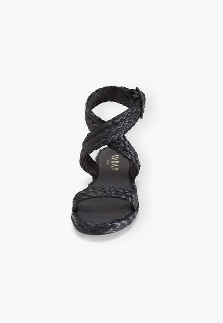Raffia sandals, Black, completeTheLook