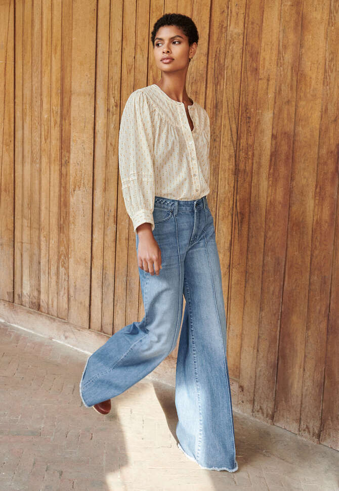 Clipped jacquard blouse, Ecru, completeTheLook