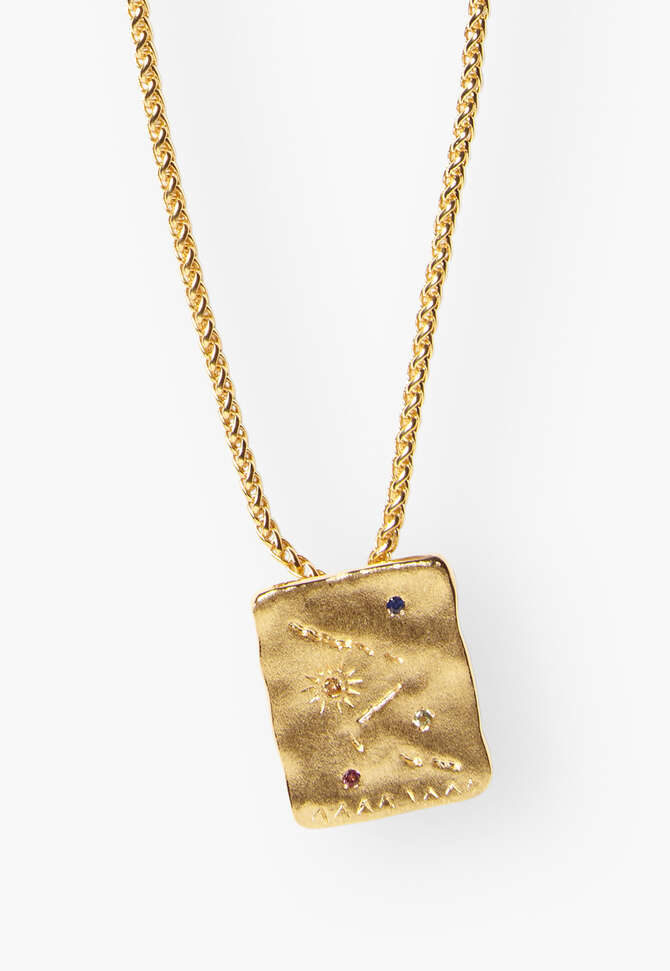 Square pendant necklace, Gold, completeTheLook
