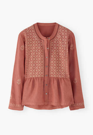 Embroidered blouse, Chilli orange, webstill