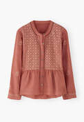 Embroidered blouse, Chilli orange, webstill