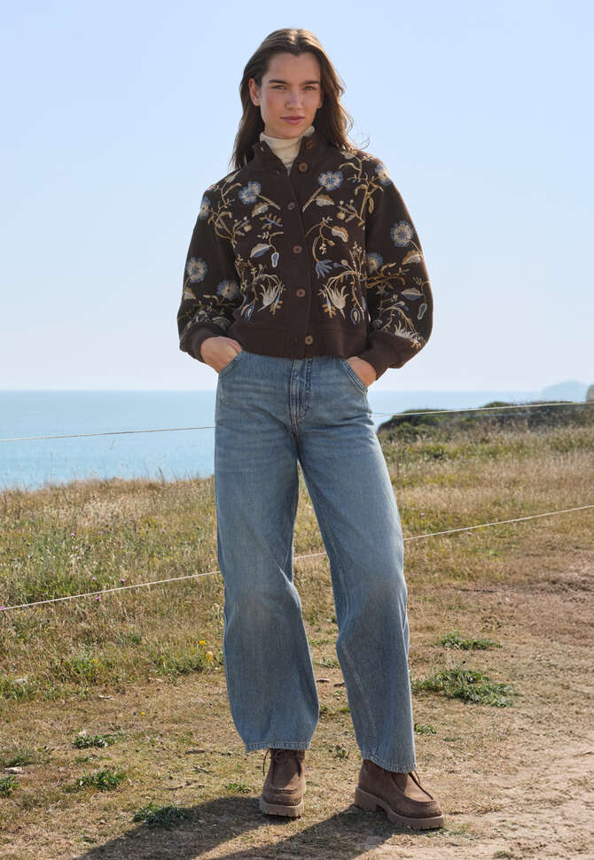 Embroidered jacket, Coffee, completeTheLook