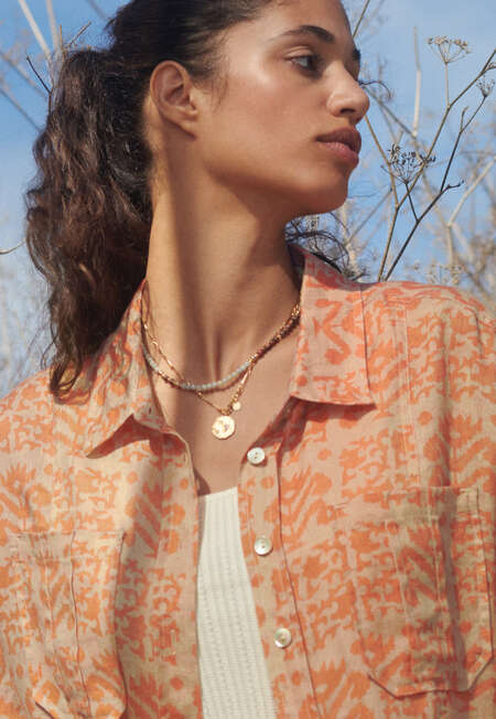 Oversized printed shirt, Orange tan, completeTheLook