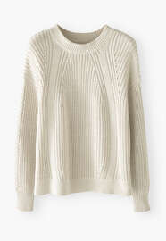 Cable-knit sweater, Ecru, webstill