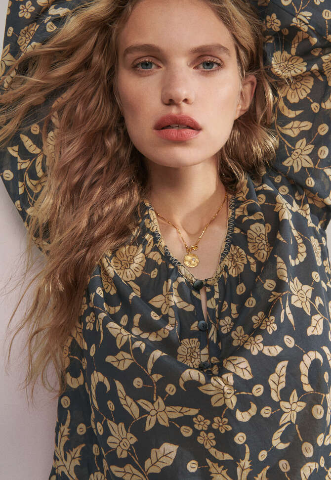 Printed blouse, Charcoal, completeTheLook