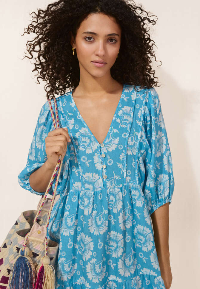 Printed dress, Bright cerulean, completeTheLook