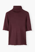 Ribbed roll-neck top, Wine, webstill