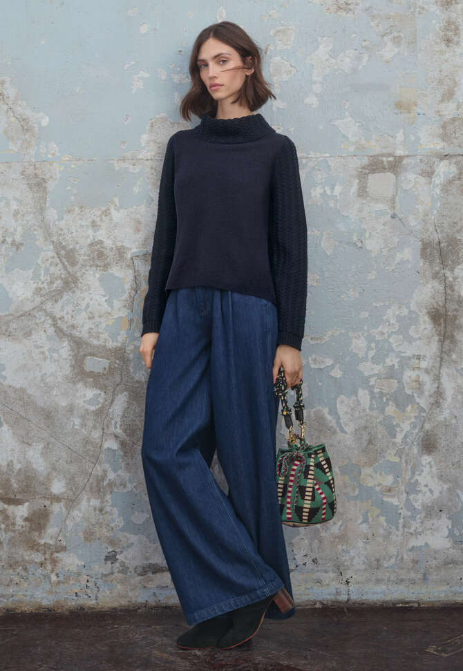 Stitch-detail sweater, Midnight, completeTheLook
