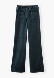 Velvet wide-leg trousers, Dark petrol, webstill