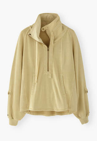 Funnel-neck sweatshirt, Pale sand, webstill