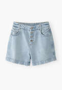 High-waisted denim shorts, Light wash, webstill