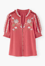 Embroidered short-sleeved blouse, Strawberry, webstill
