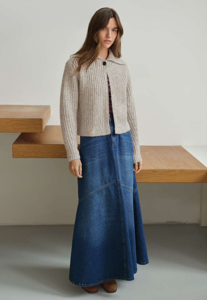 Rib-stitch cardigan, Soft smoke marl, completeTheLook