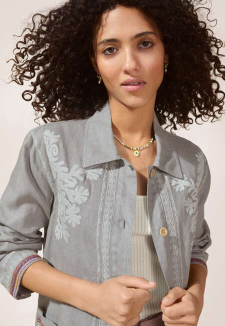 Embroidered jacket, Light grey, completeTheLook