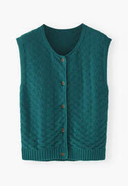 Basket-stitch sleeveless sweater, Teal, webstill