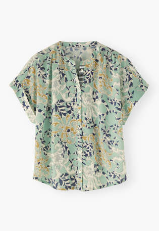 Printed blouse, Seafoam ochre, webstill