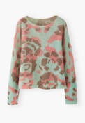 Printed sweater, Aqua coral, webstill