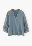Embroidered blouse, Washed cornflower, webstill