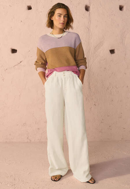 Piqu&eacute; knit sweater, Pink sunset, completeTheLook